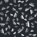 Grey Search engine icon isolated seamless pattern on black background. Vector Royalty Free Stock Photo