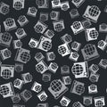 Grey Search engine icon isolated seamless pattern on black background. Vector Royalty Free Stock Photo