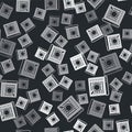 Grey Search engine icon isolated seamless pattern on black background. Vector Royalty Free Stock Photo