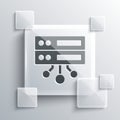 Grey Server, Data, Web Hosting icon isolated on grey background. Square glass panels. Vector