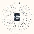 Grey Server, Data, Web Hosting icon isolated on beige background. Abstract circle random dots. Vector