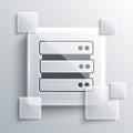 Grey Server, Data, Web Hosting icon isolated on grey background. Square glass panels. Vector Royalty Free Stock Photo