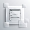 Grey Server, Data, Web Hosting icon isolated on grey background. Square glass panels. Vector Royalty Free Stock Photo