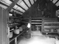 Grey shaded - Bright interior of a wooden historic house of a farmer in Roznov pod Radhostem in Wallachian Open Air Museum in Czec