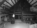 Grey shaded - Interior of a wooden historic house of a farmer in Roznov pod Radhostem in Wallachian Open Air Museum in Czech. Wood