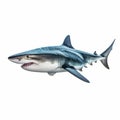 Realistic Grey Shark On White Background - Uhd Image