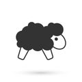 Grey Sheep icon isolated on white background. Counting sheep to fall asleep. Vector