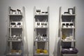 Grey shelves in a shop full of bottles with natural organic products