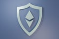 Grey Shield Ethereum ETH icon isolated on purple-blue background. Cryptocurrency mining, blockchain technology, security Royalty Free Stock Photo