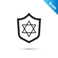 Grey Shield with Star of David icon isolated on white background. Jewish religion symbol. Symbol of Israel. Vector Royalty Free Stock Photo