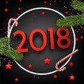 Round 2018 new year 3d background.