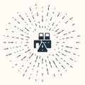 Grey Shutdown of factory icon isolated on beige background. Industrial building. Abstract circle random dots. Vector
