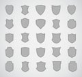 Grey silhouette shield design set of various