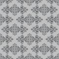 Grey on Silver Fleur de Lis Arabic Geometrical Pattern Seamless Repeat Background