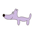 Grey silver wolf or dog. Childish cartoon forest wild animals