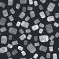 Grey Sim card icon isolated seamless pattern on black background. Mobile cellular phone sim card chip. Mobile Royalty Free Stock Photo