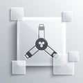 Grey Skateboard Y-tool icon isolated on grey background. Square glass panels. Vector