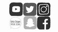 Grey Sketched Social Media Icons