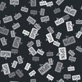 Grey Slot machine spin button icon isolated seamless pattern on black background. Vector
