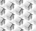 Grey small isometric houses seamless pattern