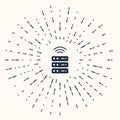 Grey Smart Server, Data, Web Hosting icon isolated on beige background. Internet of things concept with wireless