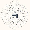 Grey Smart water tap system icon isolated on beige background. Internet of things concept with wireless connection