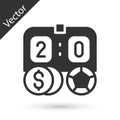 Grey Soccer football betting money icon isolated on white background. Football bet bookmaker. Soccer betting online make Royalty Free Stock Photo