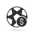 Grey Soccer football betting money icon isolated on white background. Football bet bookmaker. Soccer betting online make Royalty Free Stock Photo