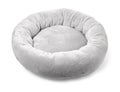 Grey soft round plush pet bed