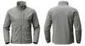 Grey Softshell Jacket Front and Back View Mockup Royalty Free Stock Photo