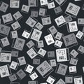 Grey Software, web developer programming code icon isolated seamless pattern on black background. Javascript computer Royalty Free Stock Photo