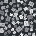 Grey Software, web developer programming code icon isolated seamless pattern on black background. Javascript computer Royalty Free Stock Photo