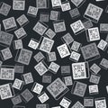 Grey Software, web developer programming code icon isolated seamless pattern on black background. Javascript computer Royalty Free Stock Photo