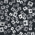 Grey Software, web developer programming code icon isolated seamless pattern on black background. Javascript computer Royalty Free Stock Photo
