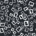 Grey Software, web developer programming code icon isolated seamless pattern on black background. Javascript computer Royalty Free Stock Photo