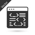 Grey Software, web developer programming code icon isolated on white background. Javascript computer script random parts Royalty Free Stock Photo