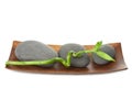 Grey spa stones and bamboo isolated