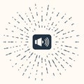 Grey Speaker volume, audio voice sound symbol, media music icon isolated on beige background. Abstract circle random