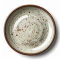 Grey Speckled Ceramic Plate on White Background Royalty Free Stock Photo