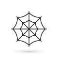 Grey Spider web icon isolated on white background. Cobweb sign. Happy Halloween party. Vector Royalty Free Stock Photo