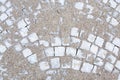 Grey bricks on the ground in round pattern
