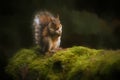 Grey Squirrel digital illustration. Sciurus carolinensis sitting on a wall