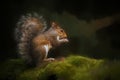 Grey Squirrel digital illustration. Sciurus carolinensis sitting on a wall