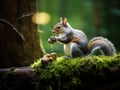 Grey Squirrel (Sciurus carolinensis) eating an acorn. Royalty Free Stock Photo