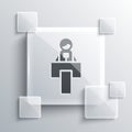 Grey Stage stand or debate podium rostrum icon isolated on grey background. Conference speech tribune. Square glass Royalty Free Stock Photo