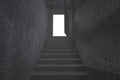 Grey staircase leading to open door Royalty Free Stock Photo