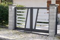 Grey steel white design home portal of a house