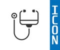 Grey Stethoscope medical instrument icon isolated on white background. Vector