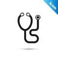 Grey Stethoscope medical instrument icon isolated on white background. Vector