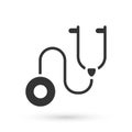 Grey Stethoscope medical instrument icon isolated on white background. Vector